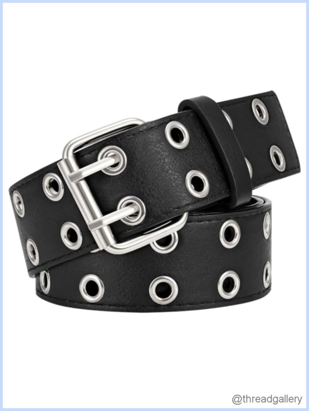 Double Grommet Faux Leather Belt Punk Metal Wide Jean Waist Belt